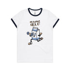 Life Is Short, Milk It - Women's Ringer Tee White Navy Womens Ringer T-shirt Fitness Printed In Australia