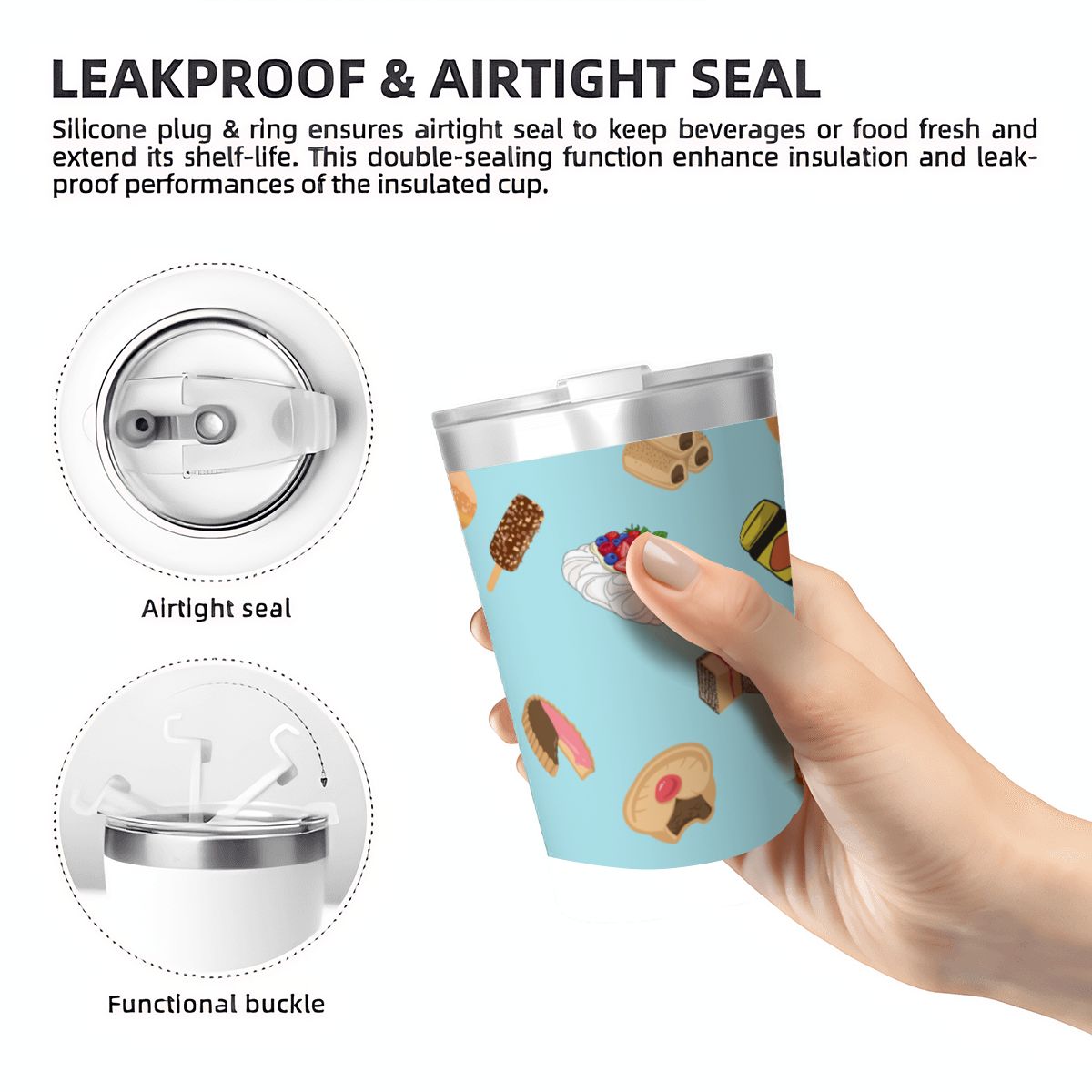 Classic Aussie Food Icons Small Stainless Steel Travel Mug Cup 12oz/350ml