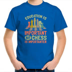 Chess And Education - Kids Youth T-Shirt Bright Royal Kids Youth T-shirt Chess Games Printed In Australia