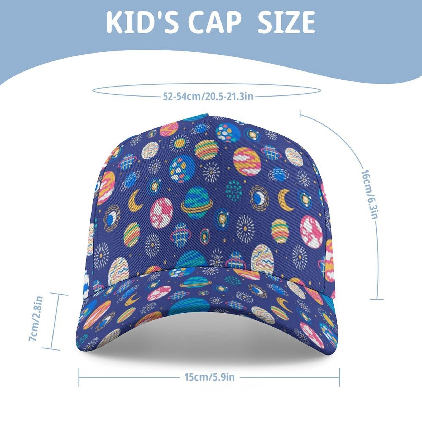 Planets On Blue Kids Baseball Cap
