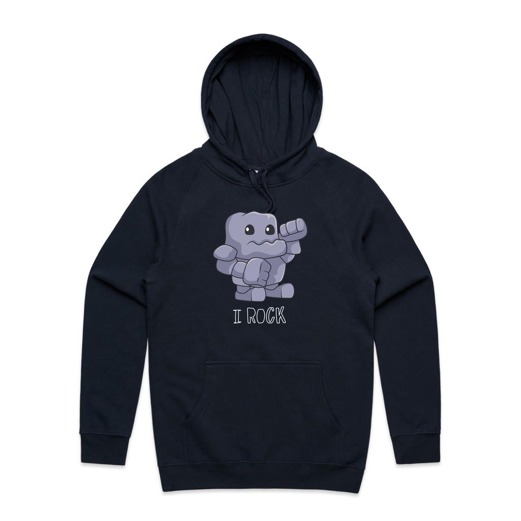 I Rock - Mens Hoodie Navy Mens Hoodie Music Printed In Australia