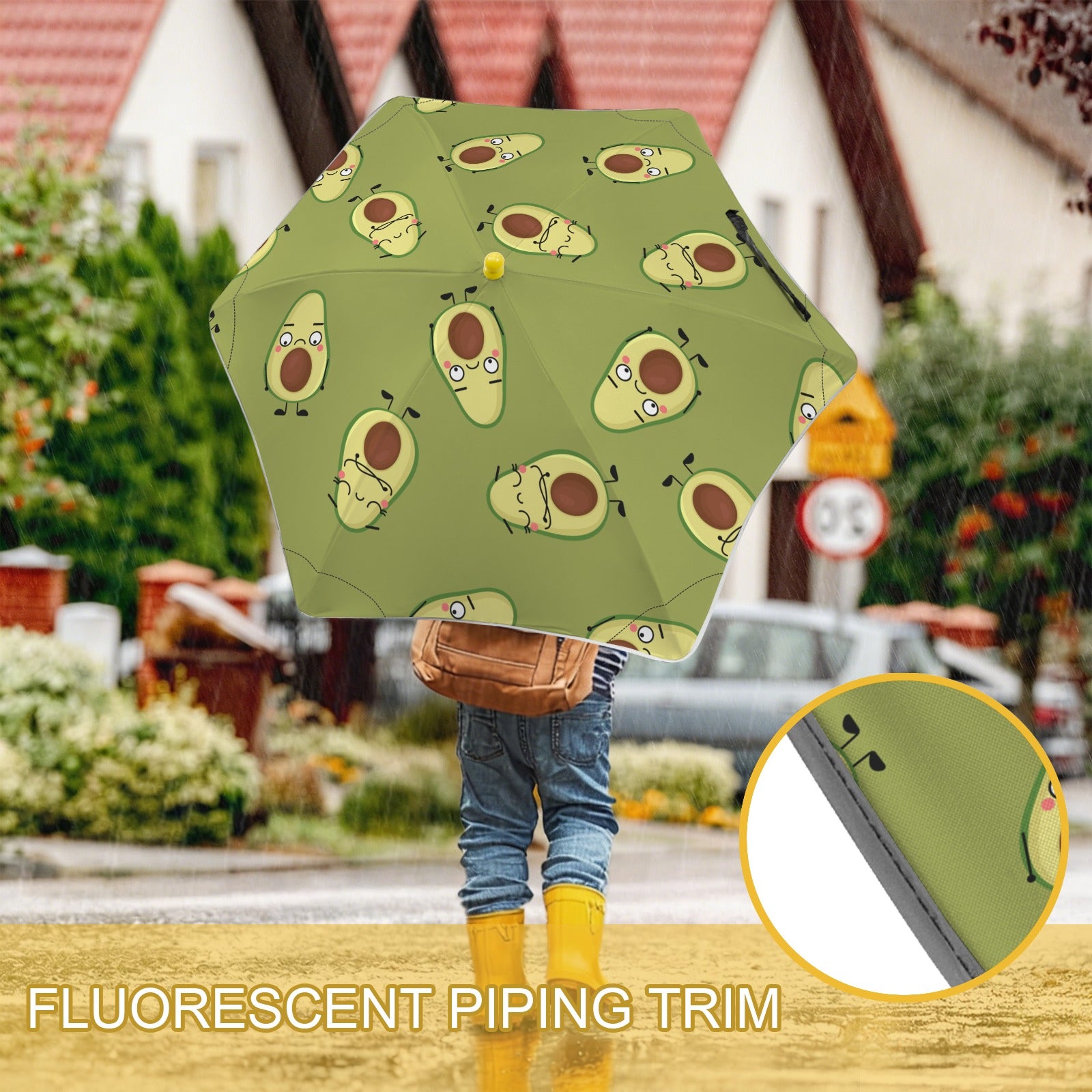Avocado Characters Kids Safe Round Corner Umbrella Kids Safe Round Corner Umbrella Food Printed Offshore