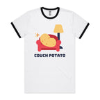 Couch Potato - Staple Ringer Tee White Black Ringer T-Shirt Printed In Australia