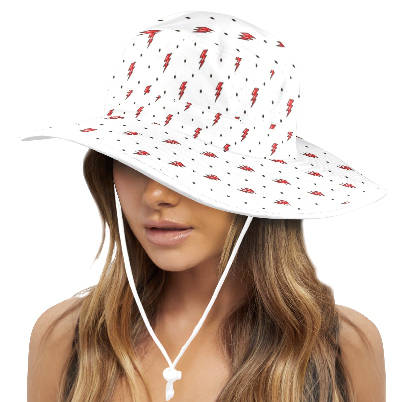 Red Lightning - Wide Brim Bucket Hat Wide Brim Bucket Hat comic Printed Offshore