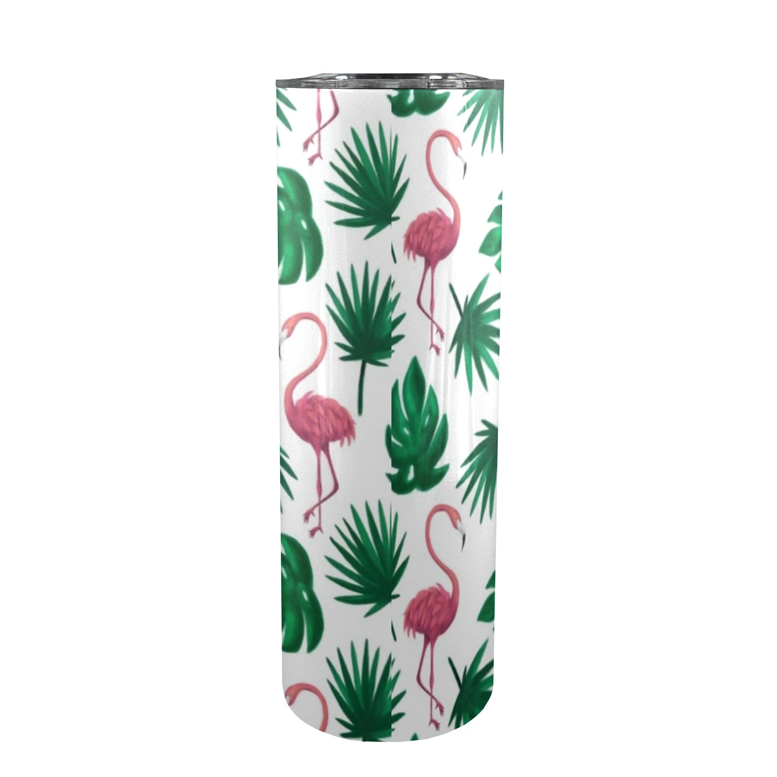 Flamingo Leaves - 20oz Tall Skinny Tumbler with Lid and Straw