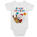 Santa Merry Christmas - Baby Bodysuit White Baby Christmas Bodysuit Christmas Printed In Australia