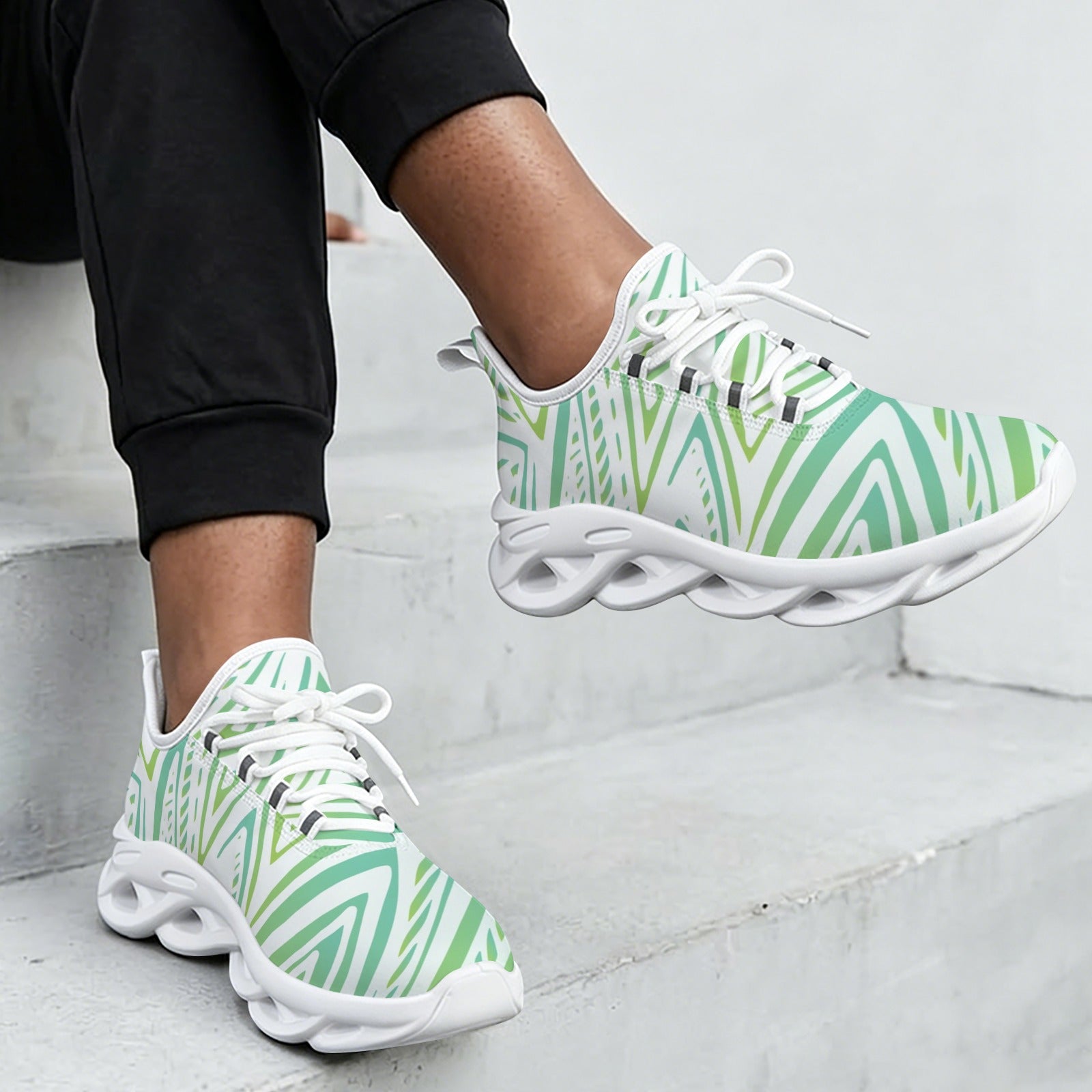 Green Abstract Women's Twisted Sole Sneakers