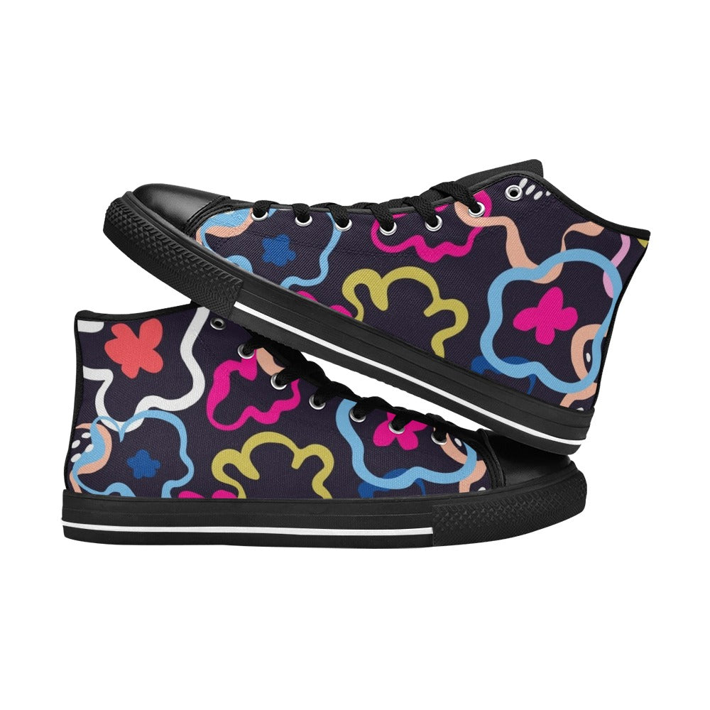 Floral In The Abstract - Men's High Top Canvas Shoes