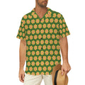 Yellow Flowers On Green Men's Hawaiian Shirt