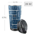 Leaf Tiles - 20oz Mobile Tumbler with Lid (Black Lock) 20oz Travel Mug Plants Printed Offshore