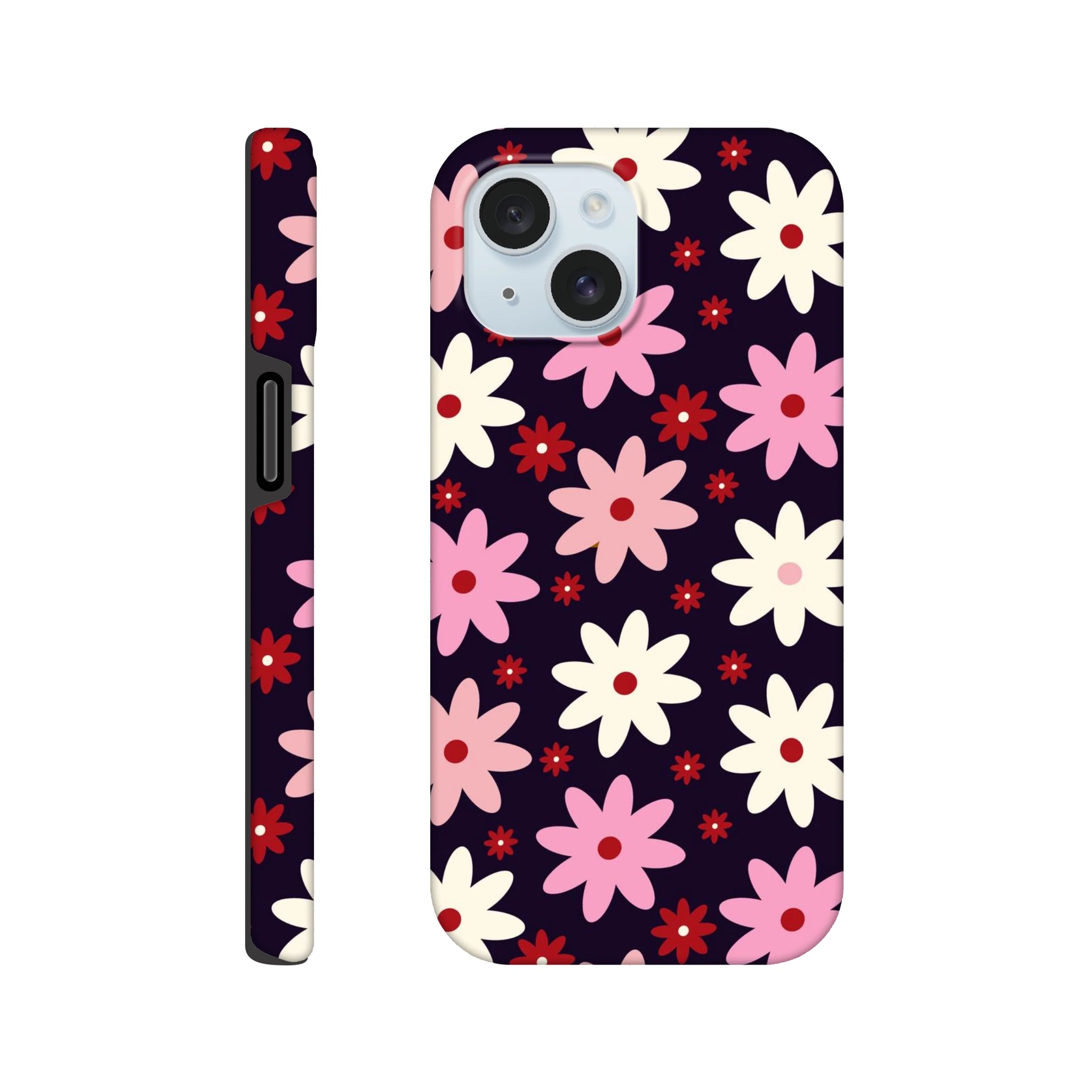 Pink Daisies On Black - Apple iPhone Tough case iPhone 15 iPhone Tough Case Globally Fulfilled Plants