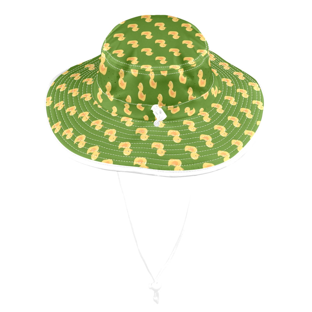 Rubber Ducks On Green Wide Brim Bucket Hat Wide Brim Bucket Hat animal Printed Offshore