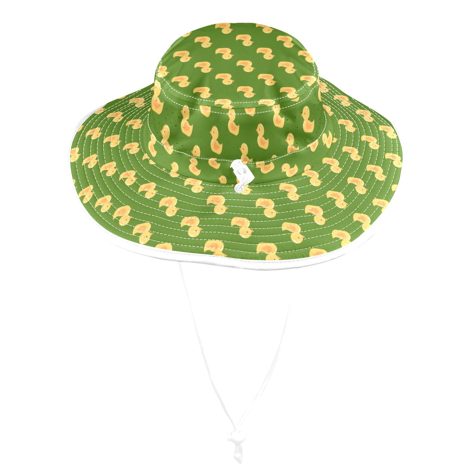Rubber Ducks On Green Wide Brim Bucket Hat Wide Brim Bucket Hat animal Printed Offshore