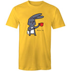 Rabbit Coffee, Wake Up - Mens T-Shirt Yellow Mens T-shirt animal Coffee Printed In Australia