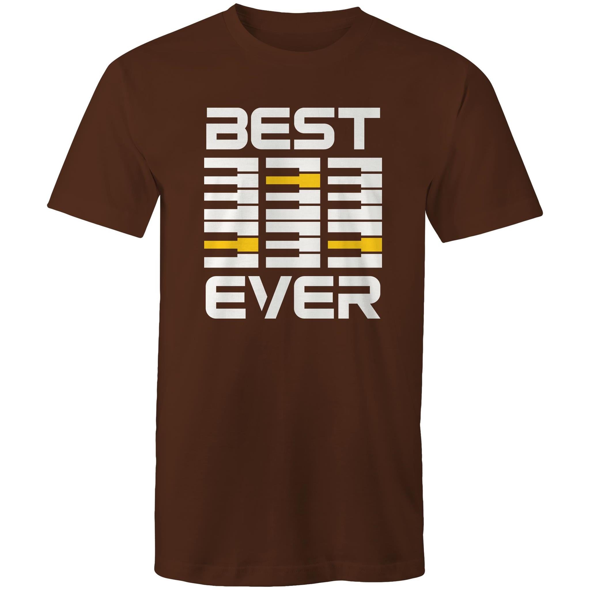 Piano Keyboard, Best Dad Ever - Mens T-Shirt Dark Chocolate Mens T-shirt Dad Music Printed In Australia