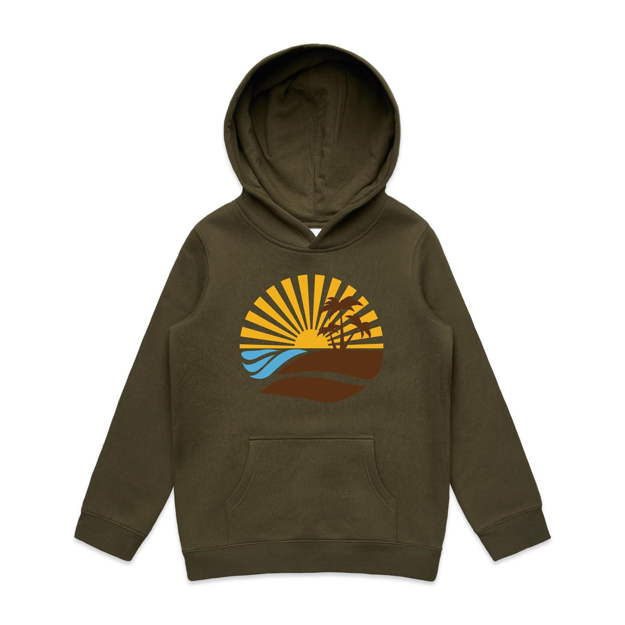 Vintage Surf - Kids Hoodie Army Kids Hoodie Printed In Australia