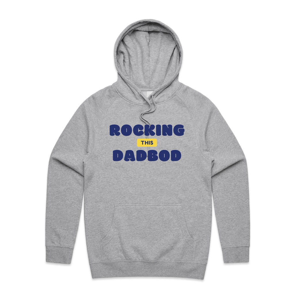 Rocking This Dad Bod - Mens Hoodie Grey Marle Mens Hoodie Dad Printed In Australia