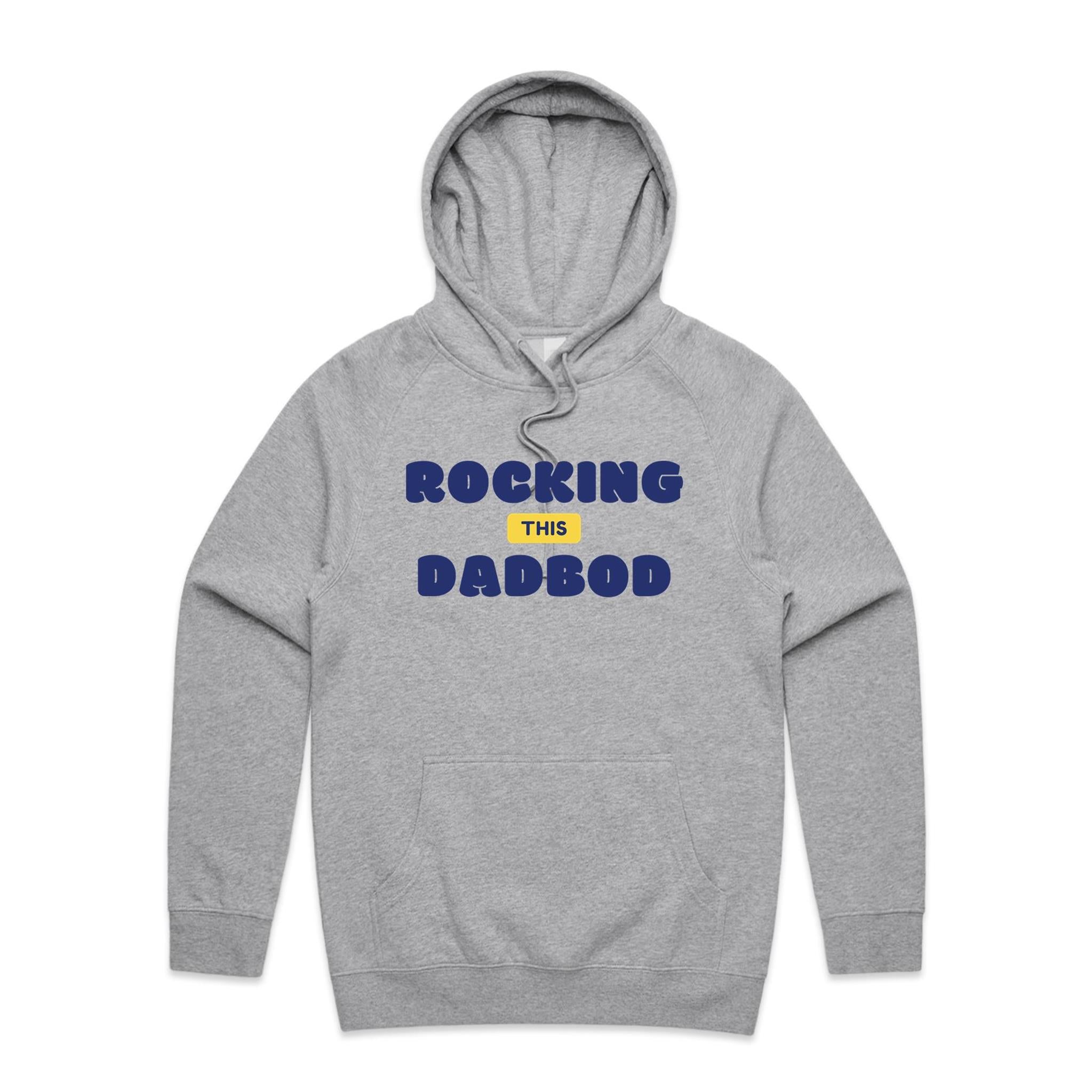 Rocking This Dad Bod - Mens Hoodie Grey Marle Mens Hoodie Dad Printed In Australia