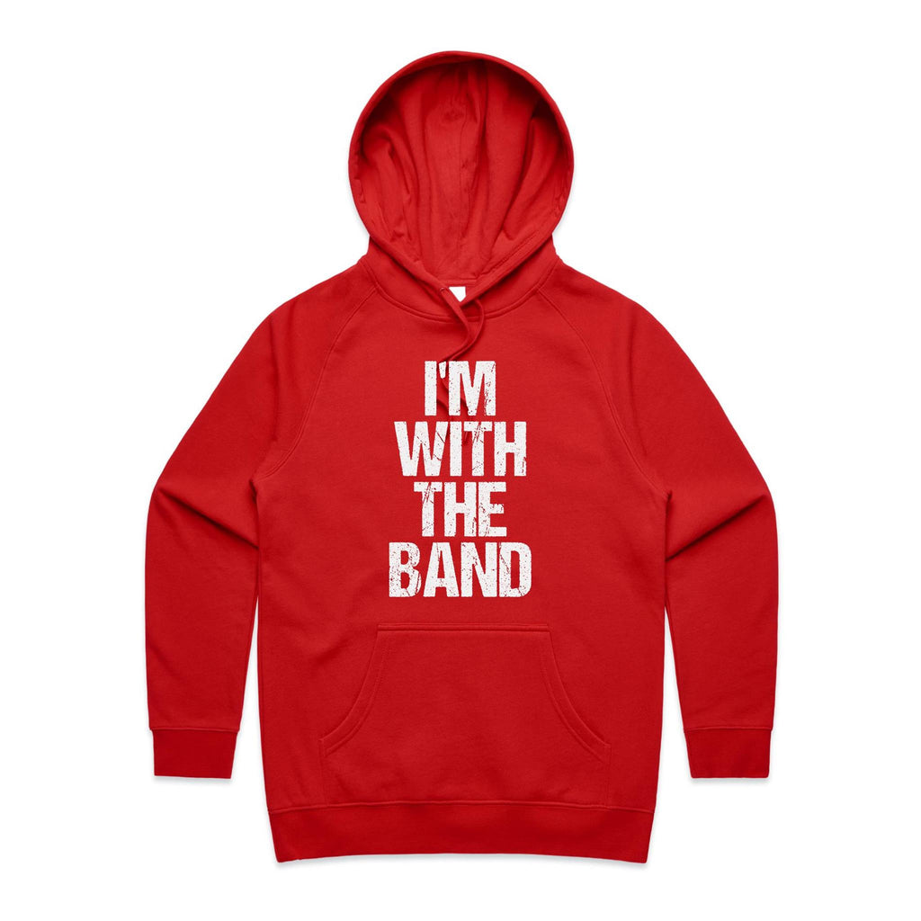 I'm With The Band - Womens Hoodie Red Womens 2XL Womens Hoodie Music Printed In Australia