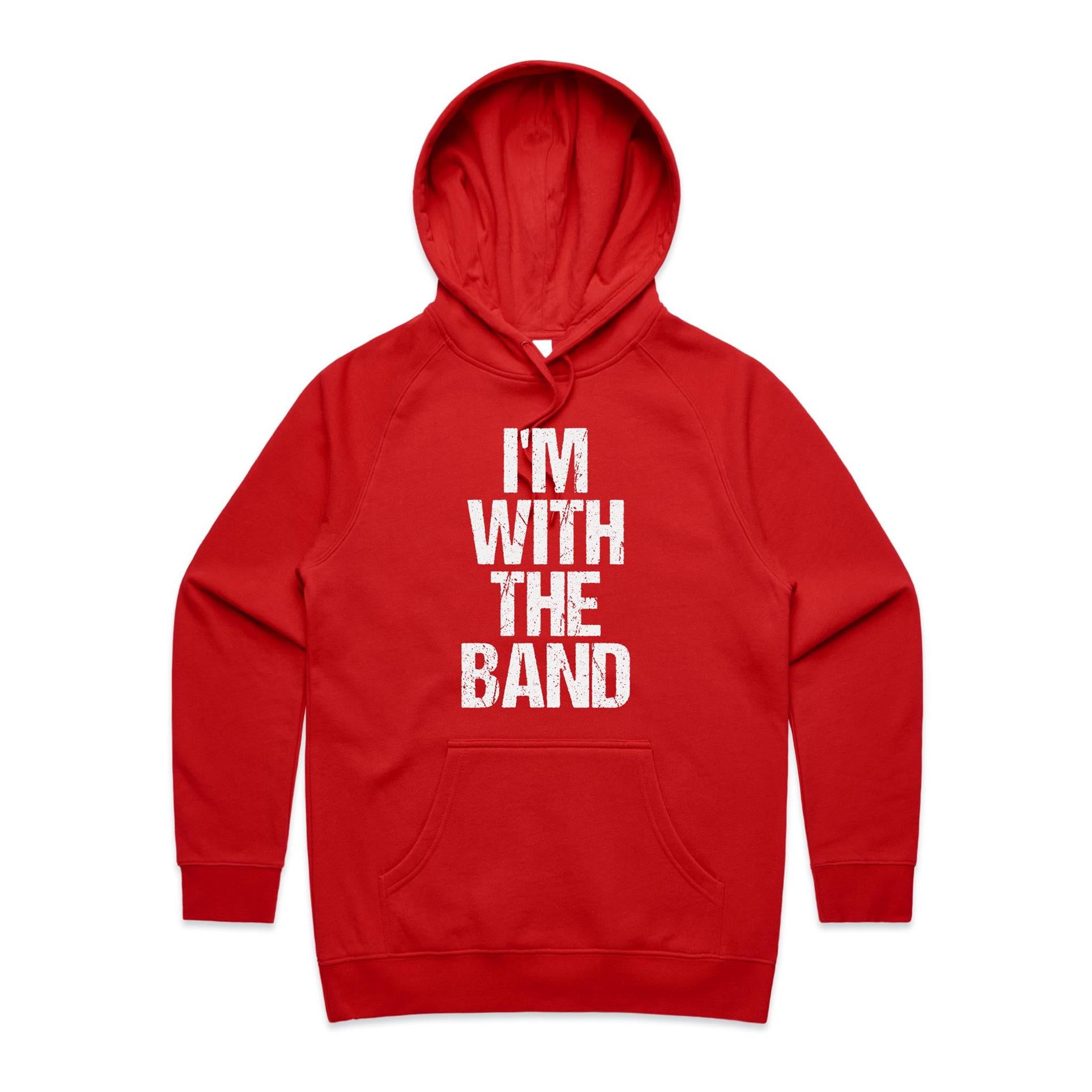 I'm With The Band - Womens Hoodie Red Womens 2XL Womens Hoodie Music Printed In Australia