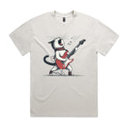 Cat Playing Guitar AS Colour Heavy Faded Tee Unisex Faded bone Heavy Faded T-shirt animal Music Printed In Australia
