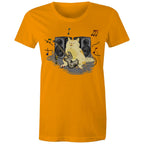 Cat Bass Player - Womens T-shirt Orange Womens T-shirt animal Music Printed In Australia