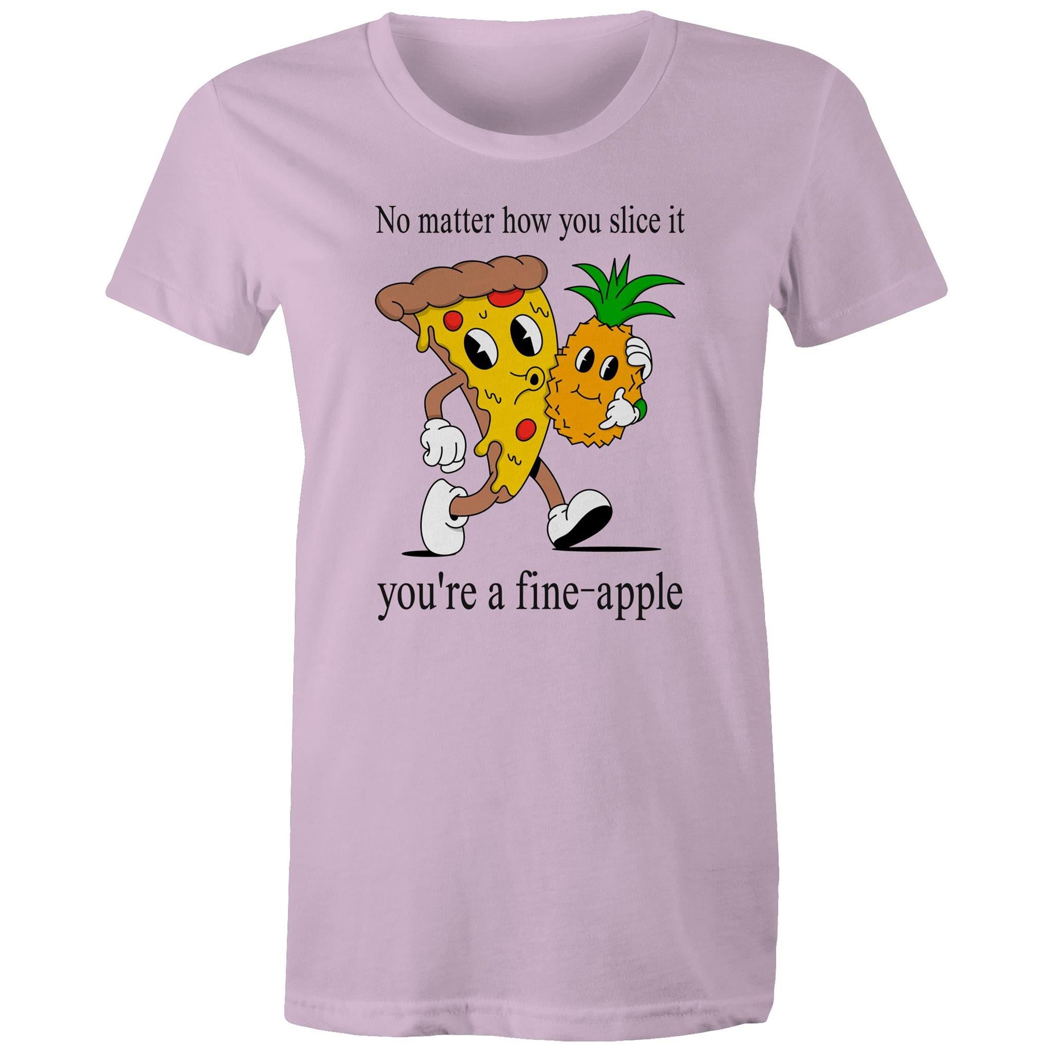 Pineapple Pizza - Womens T-shirt Lavender Womens T-shirt Food Printed In Australia
