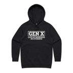Gen X, Lots Of Memories, No Evidence Women's AS Colour Hoodie Black Womens Hoodie Printed In Australia