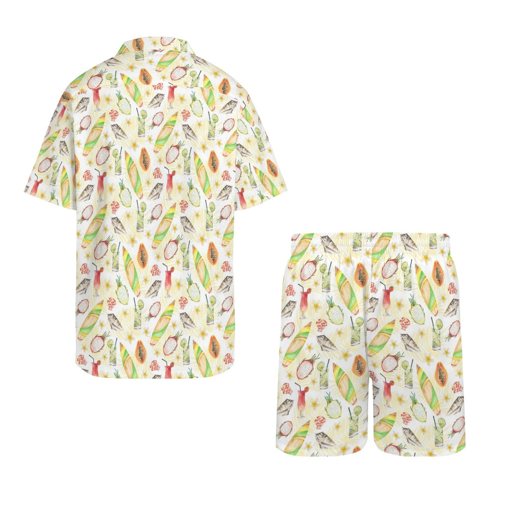 Tropical Surf Men's Hawaiian Shirt & Shorts Set Men's Hawaiian Shirt & Shorts Set Printed Offshore Surf