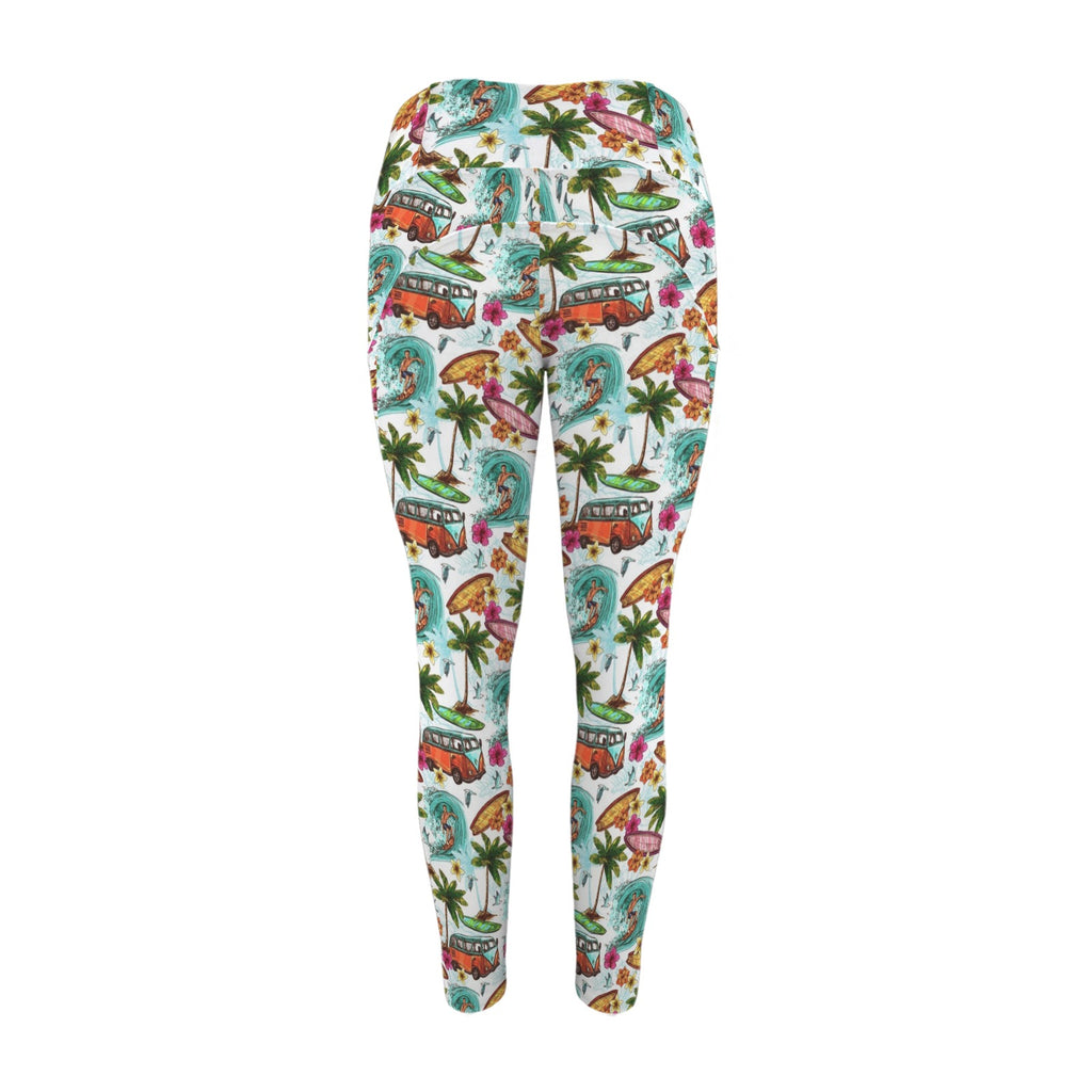 Surfing Safari Women's High Waist Pockets Yoga Leggings