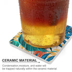 Leaves - Ceramic Coasters (Square) Ceramic Coasters Printed Offshore