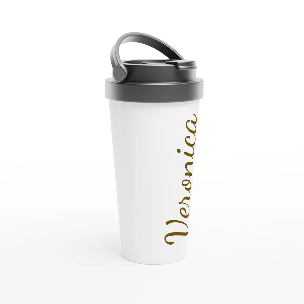 Personalise - Name In Script - White 15oz Stainless Steel Travel Mug Personalised Travel Mug customise Globally Fulfilled Name personalise