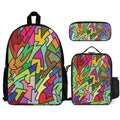 Abstract Colour Three Piece Backpack Set white One size Three Piece Backpack Set Printed Offshore