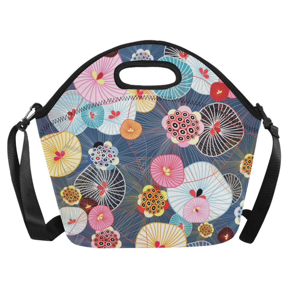 Abstract Floral - Neoprene Lunch Bag Neoprene Lunch Bag Printed Offshore