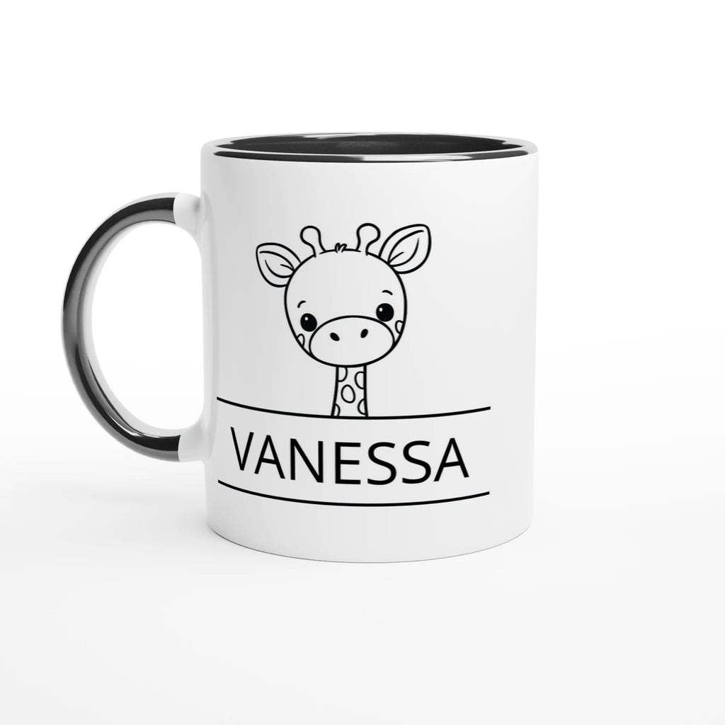 Personalise - Giraffe Name - 11oz Ceramic Mug Ceramic Black Personalised 11oz Mug animal customise Globally Fulfilled Name personalise