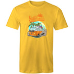 Hello Sunshine, Beach Van - Mens T-Shirt Yellow Mens T-shirt Printed In Australia Summer Surf