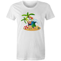 Summer Surf Santa - Womens T-shirt White Womens Christmas T-shirt Christmas Printed In Australia