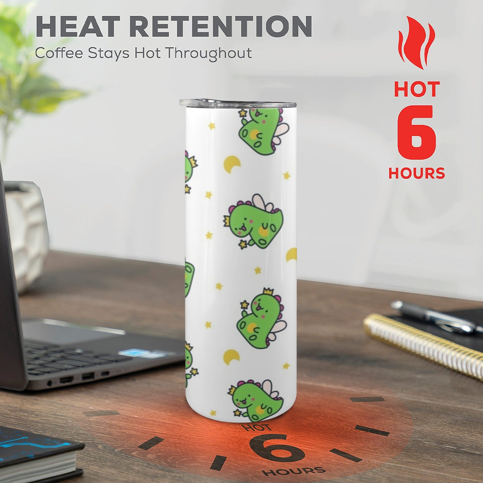 Dinosaur Fairy - 20oz Tall Skinny Tumbler with Lid and Straw