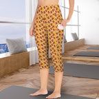 Cola Women's High Waist Pocket Capri Yoga Leggings Women's High Waist Capri Yoga Leggings Food Printed Offshore