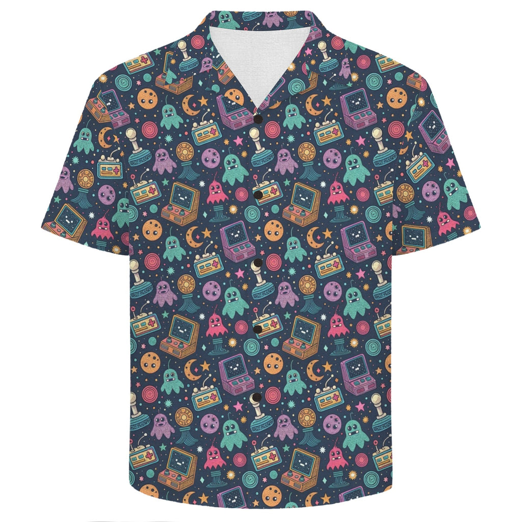 Space Arcade Men's Crinkle Hawaiian Shirt