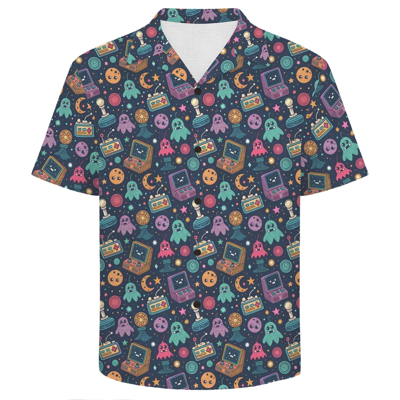 Space Arcade Men's Crinkle Hawaiian Shirt