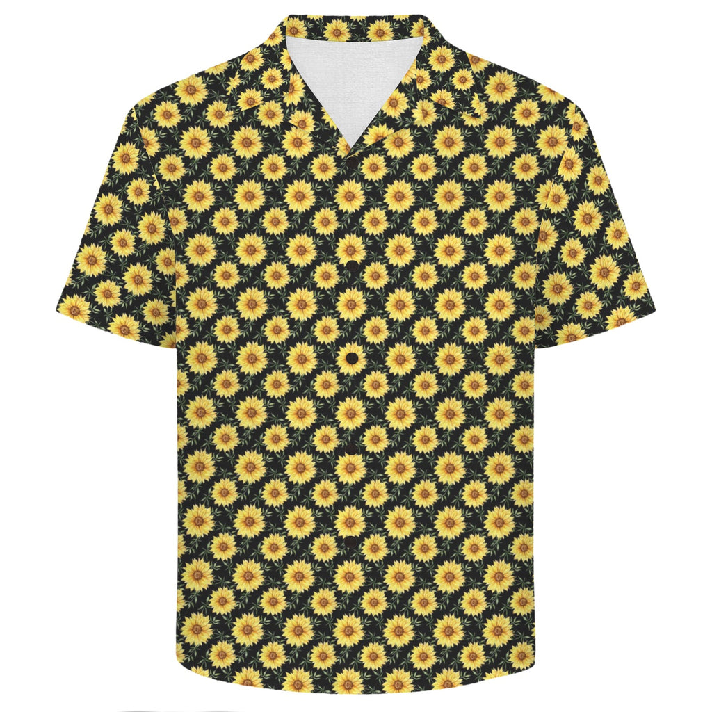 Painted Sunflower Men's Crinkle Hawaiian Shirt