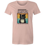 Shhh, My Coffee And I Are Having A Moment, Cat - Womens T-shirt Pale Pink Womens T-shirt animal Coffee Printed In Australia