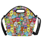 Happy Monsters Neoprene Lunch Bag/Large (Model 1669) One Size Neoprene Lunch Bag Printed Offshore Sci Fi