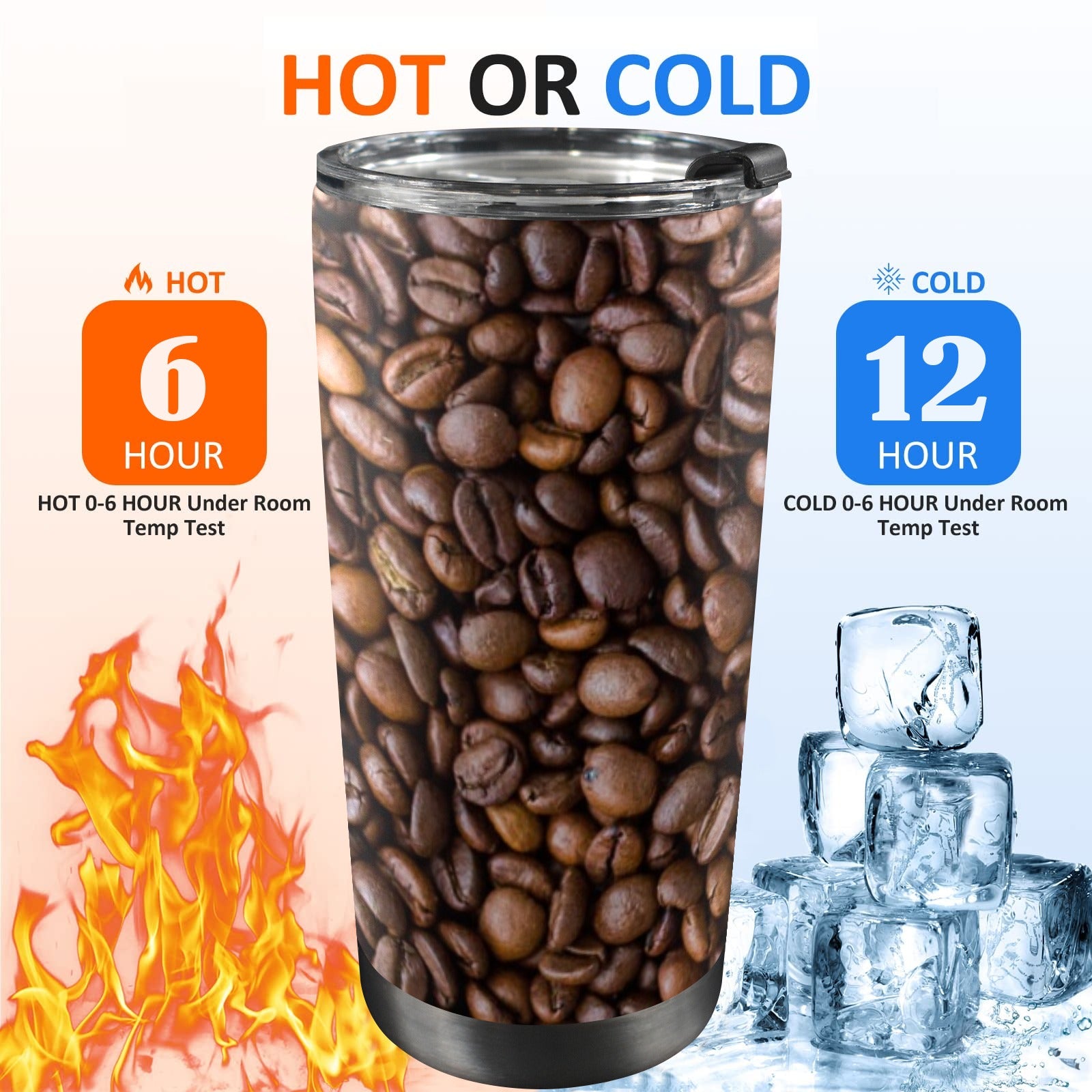 Coffee Beans - 20oz Mobile Tumbler with Lid (Black Lock) 20oz Travel Mug Coffee Printed Offshore