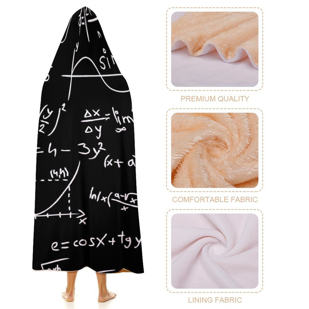 Equations Kids Hooded Blanket 100cm x 130cm Kids Hooded Blanket Maths Printed Offshore