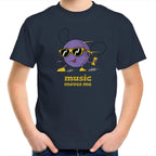 Music Moves Me - Kids Youth T-Shirt Navy Kids Youth T-shirt Music Printed In Australia