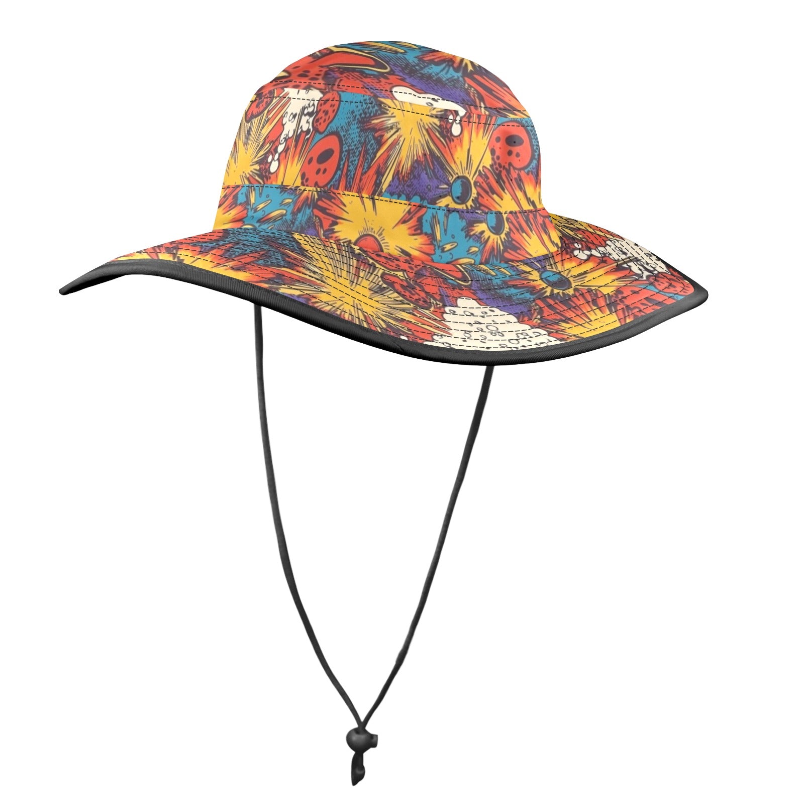 Comic Book Explosions Wide Brim Bucket Hat Wide Brim Bucket Hat comic Printed Offshore