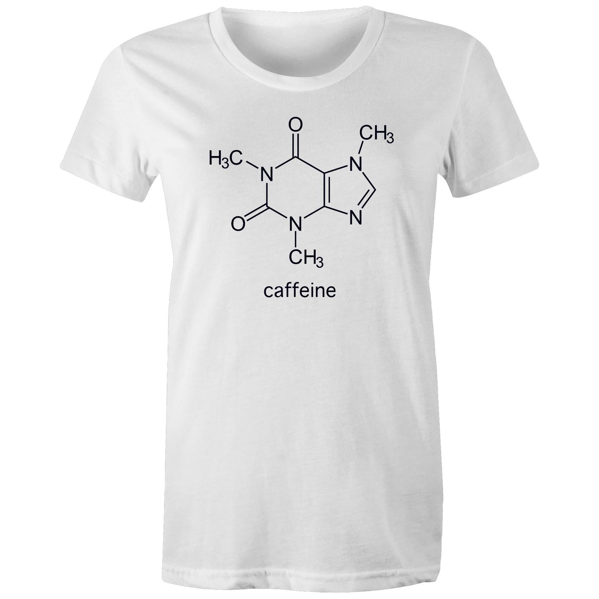 Caffeine Molecule - Womens T-shirt White Womens T-shirt Coffee Printed In Australia Science