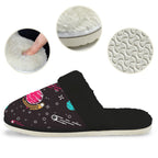 Planet Orbit Men's Fur Trim Thick-Sole Indoor Slippers Men's Fur Trimmed Slippers Printed Offshore Space